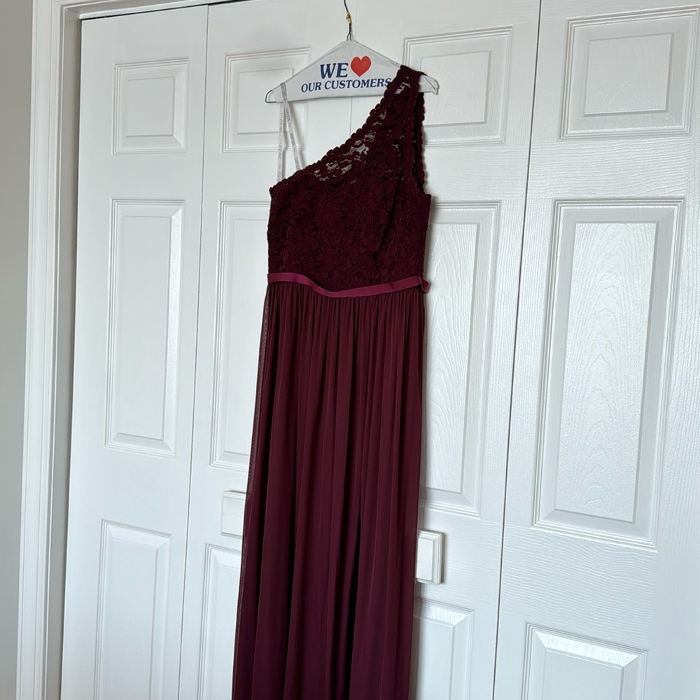 David’s Bridal one-shoulder bridesmaid dress